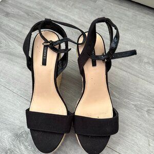 Forever 21 Black Wedge Shoes Size 7.5